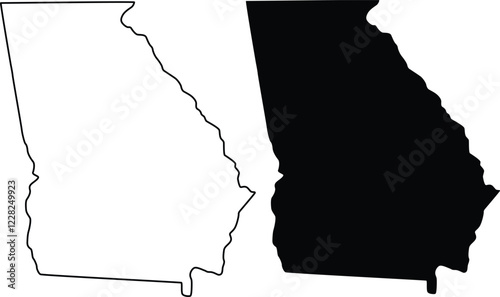 Georgia U.S. state map outine and silhouette icon design