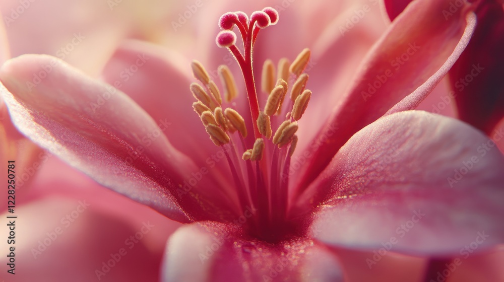 Pink Flower Macro Detailed Stamen and Petals Pink Flower Macro Detailed Stamen and Petals