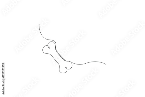 Continuous line drawing of Line art of dog bone