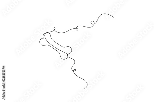 Continuous line drawing of Line art of dog bone