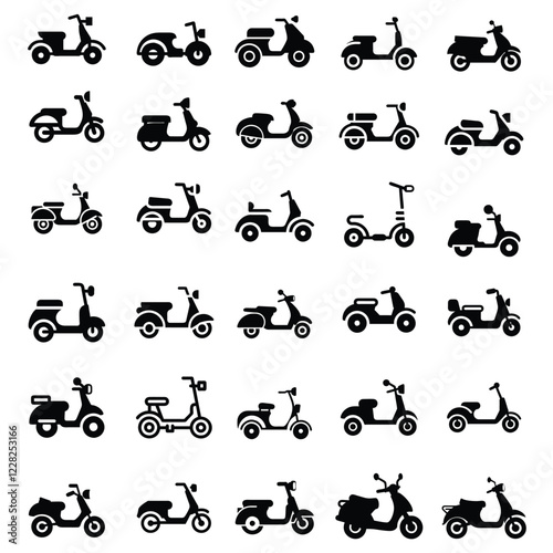 Scooter vector silhouette illustration.scooter silhouette, scooter bike vector illustration, scooter icon symbol.Electric scooter icon Vector