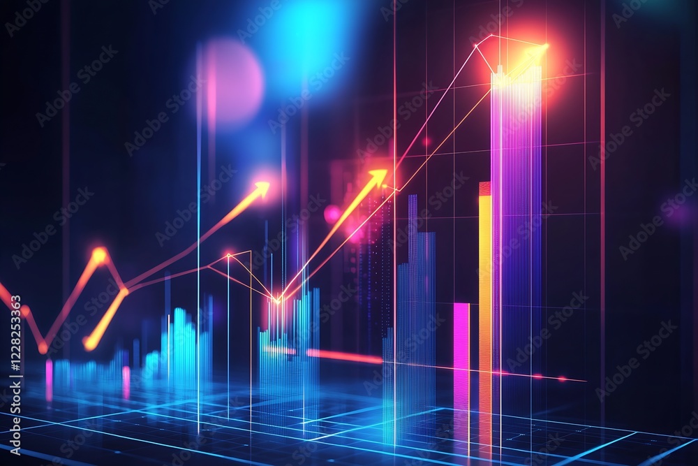 custom made wallpaper toronto digitalDynamic Stock Market Growth Visualization with Futuristic Graphs : Generative AI