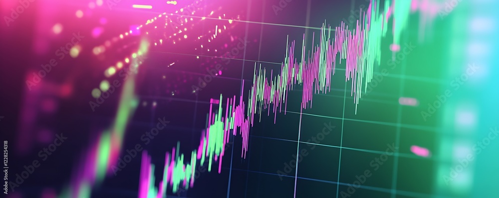 Vibrant Pink and Green Stock Market Data Visualization for Financial Analysis : Generative AI Vibrant Pink and Green Stock Market Data Visualization for Financial Analysis : Generative AI