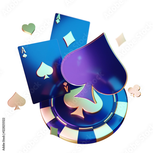 Wallpaper Mural dark poker chips with dark gold of card  3d render Torontodigital.ca