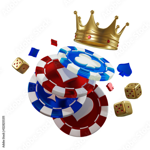 Wallpaper Mural Poker Chip Dice and golden crown Torontodigital.ca