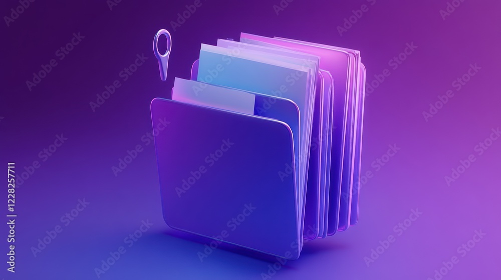 Purple folder icon with location marker and documents Purple folder icon with location marker and documents