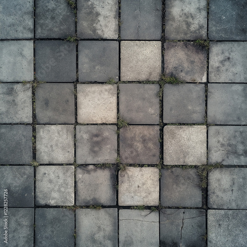 Wallpaper Mural old cracked gray concrete sidewalk, square concrete old cracked paving stone texture for visualization and games, generative AI Torontodigital.ca