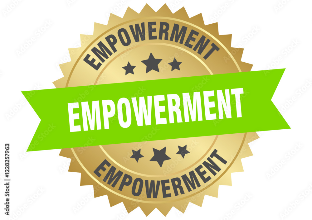 Obraz premium empowerment. empowerment round green and gold label isolated on transparent background
