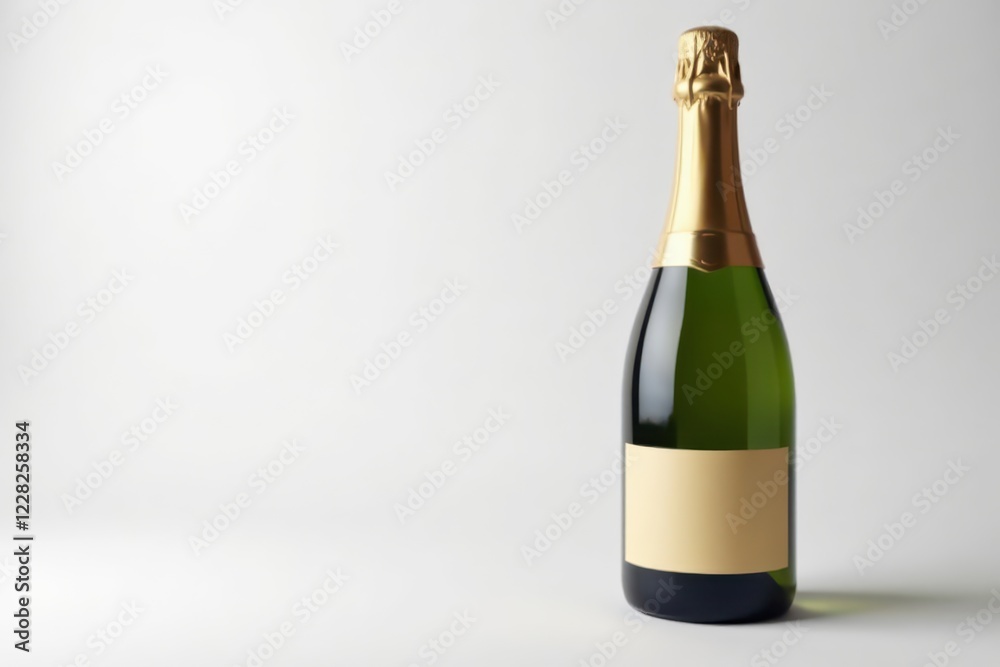 Single champagne bottle, pristine white background , white, alcohol beverage, object Single champagne bottle, pristine white background , white, alcohol beverage, object