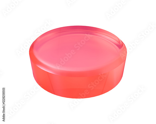 3D red semi-transparent pill on transparent background