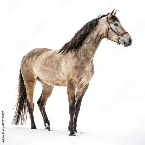white horse in winter