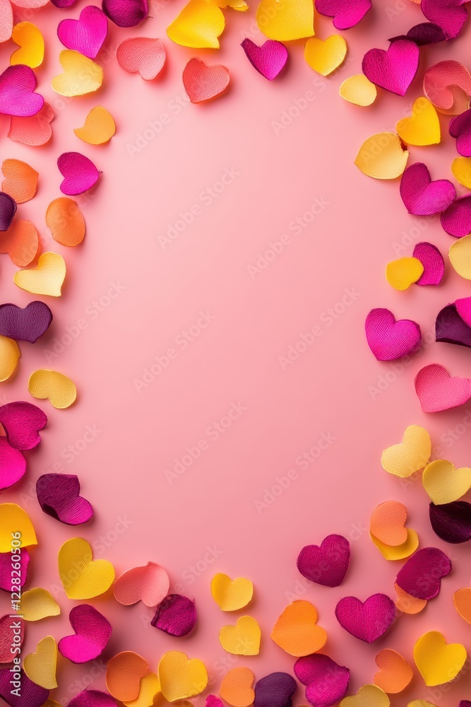 A delicate heart-shaped frame adorned with vibrant paper flowers, radiating love and affection, perfect for celebrating Valentine's Day. A delicate heart-shaped frame adorned with vibrant paper flowers, radiating love and affection, perfect for celebrating Valentine's Day.