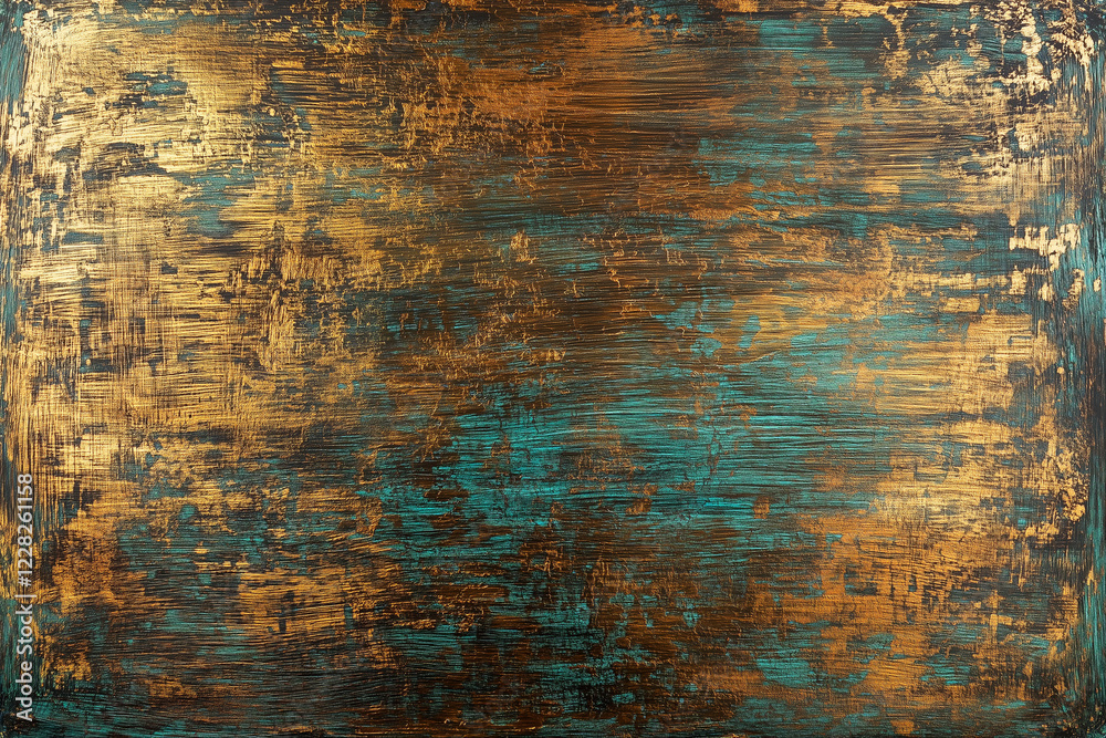 Obraz premium painting with a gold and green background. The painting has a lot of texture and looks like it was done with a lot of care