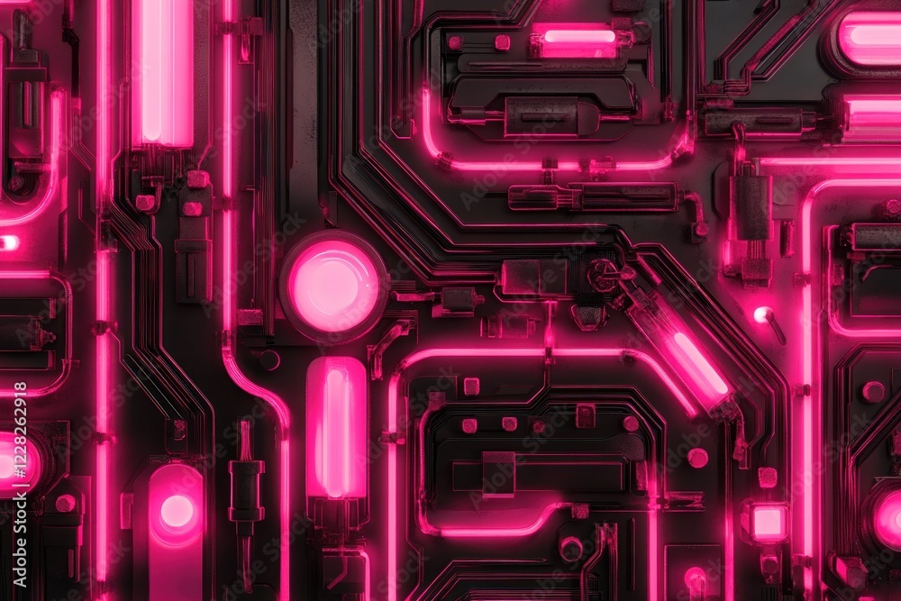 Abstract Pink Neon Circuitry: A Futuristic Digital Landscape Abstract Pink Neon Circuitry: A Futuristic Digital Landscape