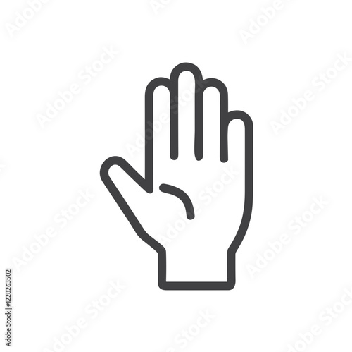 Open hand icon on white background representing a greeting or stop gesture