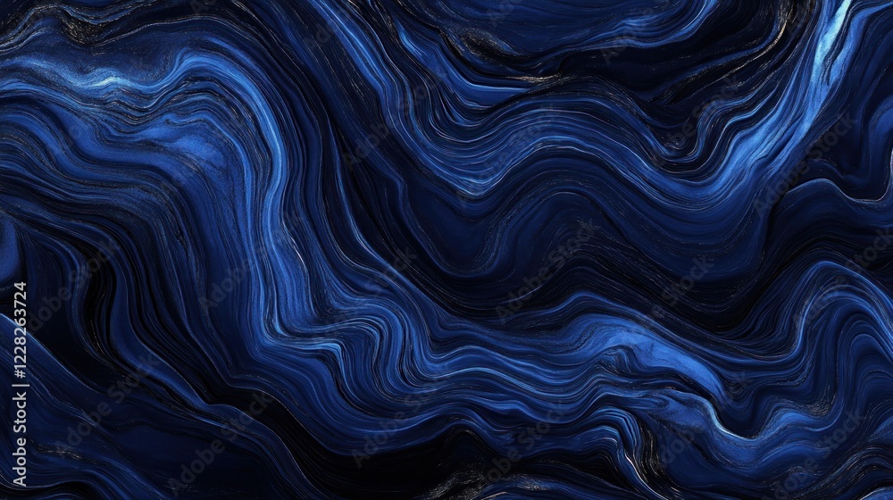 Obraz premium Abstract Blue Swirling Marble Design Texture