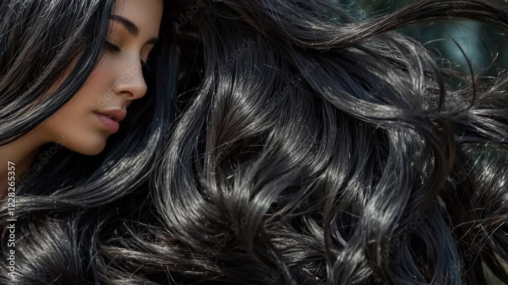 Female models with long and silky hair. Hair, Care, Health, and Beauty Concept. Close-up, Portrait. 