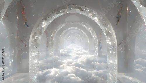 Minimalist Architectural Photograph Of Connected Rounded Crystalline Arches