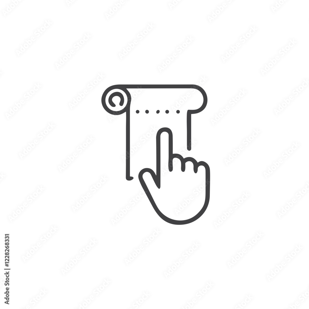 Scrolling with finger on a touchscreen device icon on a plain white background Scrolling with finger on a touchscreen device icon on a plain white background