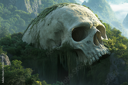 Grotte en forme de crâne dans la jungle