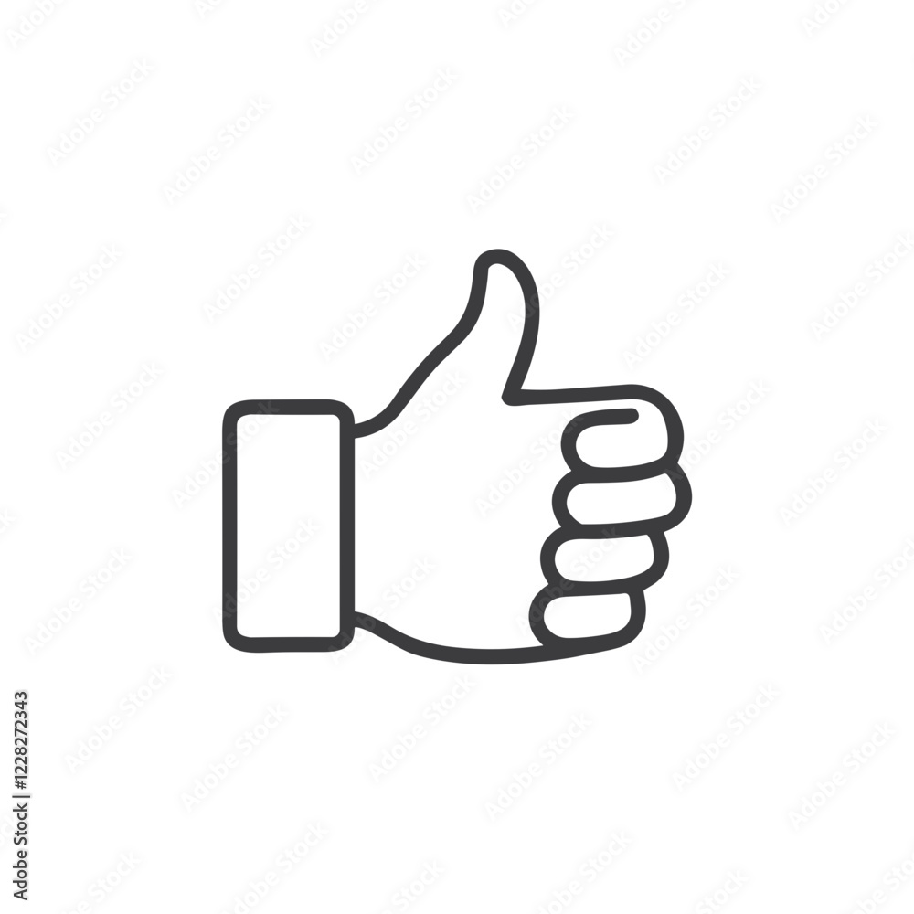 Thumbs up icon expressing approval and positivity on a plain white background Thumbs up icon expressing approval and positivity on a plain white background