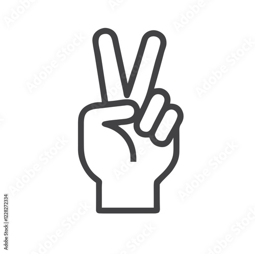 Victory sign icon symbolizing peace and success on a plain white background