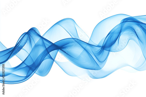 Flowing Blue Abstract Waves with Smooth Gradients and Elegant Curves, Modern Digital Design Featuring Cool Tones and Dynamic Fluid Motion