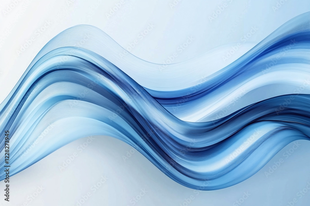 Obraz premium Flowing Blue Abstract Waves with Smooth Gradients and Elegant Curves, Modern Digital Design Featuring Cool Tones and Dynamic Fluid Motion