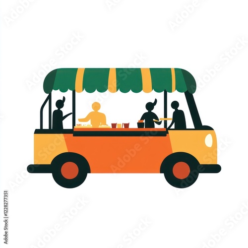 Food truck serving customers outdoors