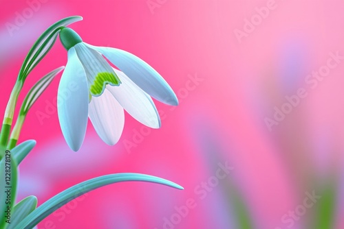 Vibrant snowdrop blossoms thrive on a soft pink backdrop, perfect for designs