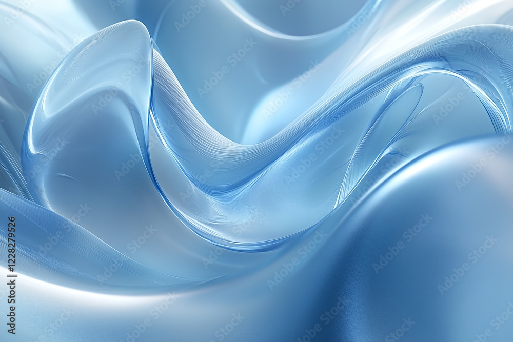 Obraz premium Flowing Blue Abstract Waves with Smooth Gradients and Elegant Curves, Modern Digital Design Featuring Cool Tones and Dynamic Fluid Motion