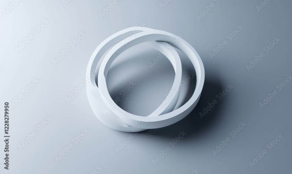 Intertwined white rings on a light gray background. Intertwined white rings on a light gray background.