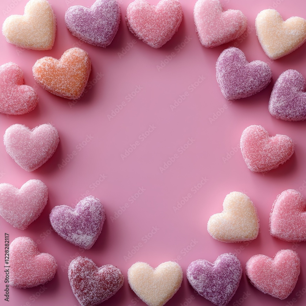 Obraz premium A candy heart border frame, perfect for Valentine's Day, romantic promotions, and creative designs.