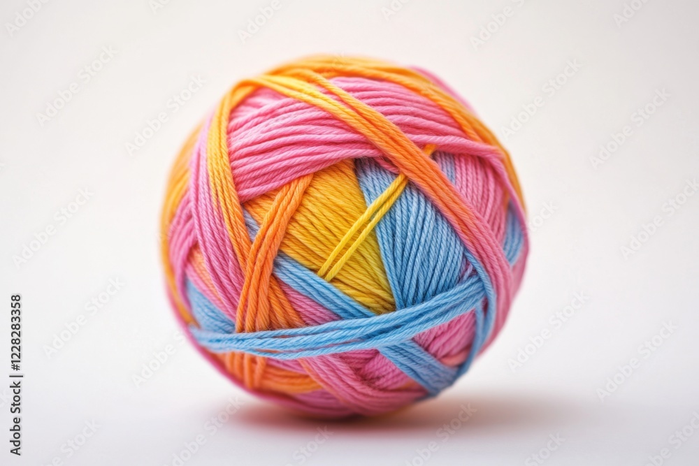 Vibrant Pastel Yarn Ball Close-up of Multicolored Knittting Thread Vibrant Pastel Yarn Ball Close-up of Multicolored Knittting Thread