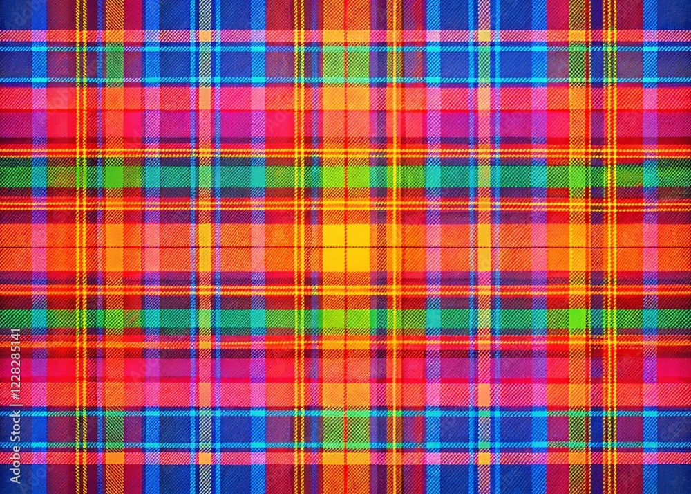 Neon Tartan Plaid: Bold Geometric Minimalist Pattern Background Neon Tartan Plaid: Bold Geometric Minimalist Pattern Background