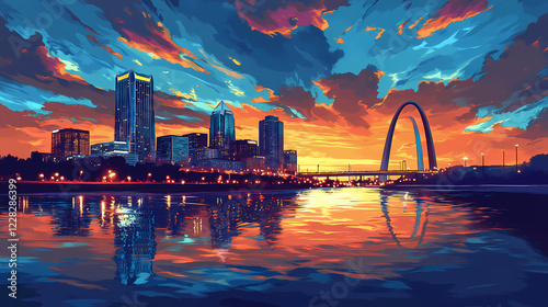 vibrant twilight st, louis majestic skyline photo