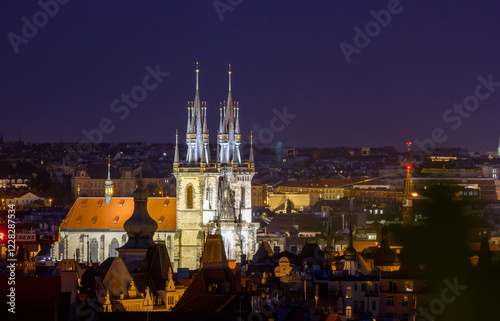 Wallpaper Mural Night cityscape of the historic center of Prague, view from above of the old cathedral Torontodigital.ca