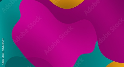 Abstract Liquid Shapes: Vibrant fuchsia and teal fluid forms intertwine, creating a dynamic and visually striking abstract composition.