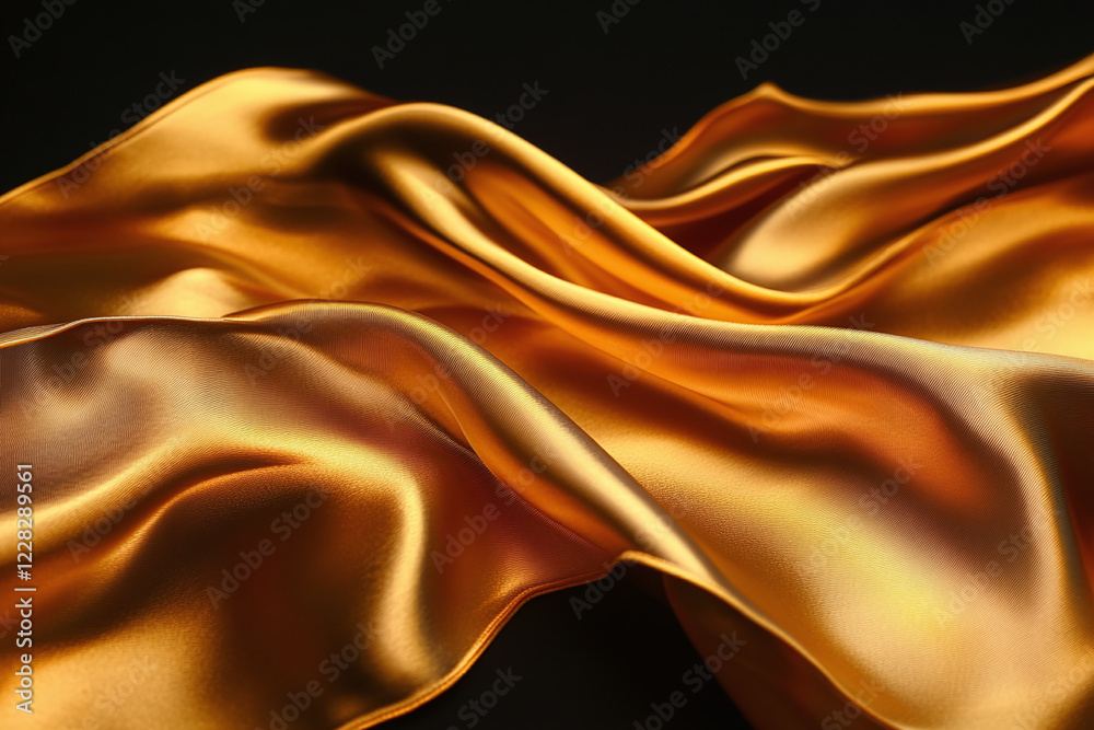 Fototapeta premium Elegant Flowing Golden Waves with Glowing Particles on a Dark Background, Abstract Futuristic Texture and Luxury Artistic Design