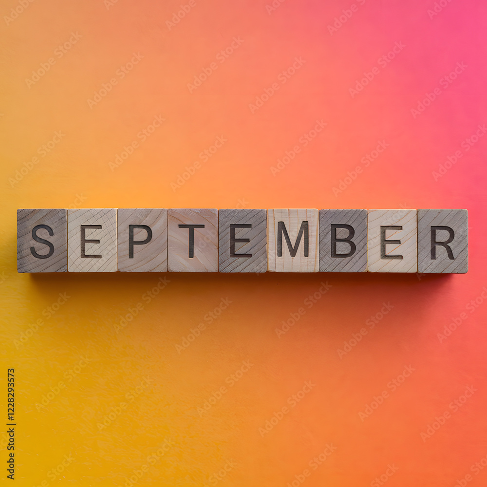 Obraz premium September Month Word Wood Blocks
