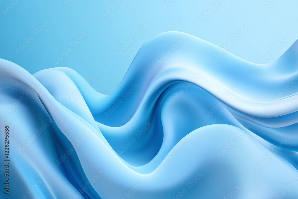 Obraz premium Flowing Blue Abstract Waves with Smooth Gradients and Elegant Curves, Modern Digital Design Featuring Cool Tones and Dynamic Fluid Motion