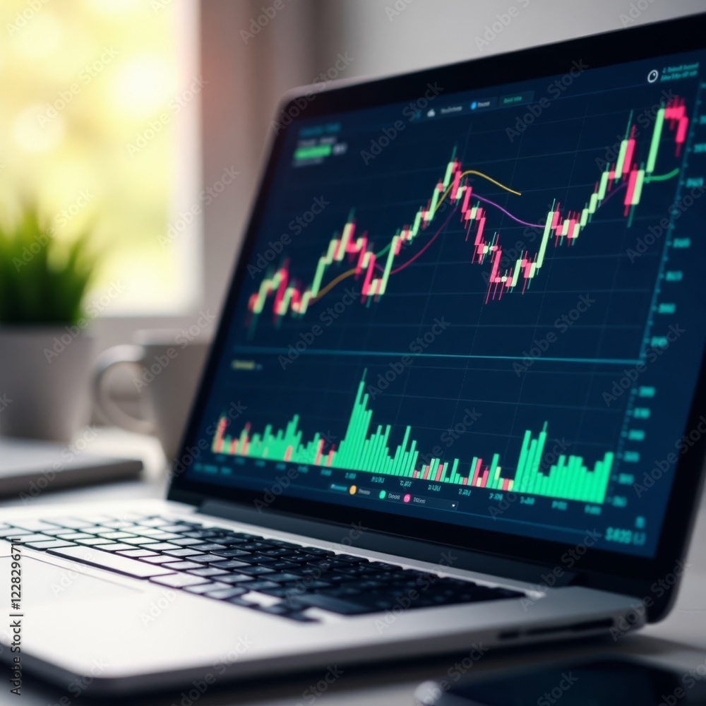 Artificial intelligence analyzing financial data on a computer screen, stock market analysis, algorithmic trading, digital finance Artificial intelligence analyzing financial data on a computer screen, stock market analysis, algorithmic trading, digital finance