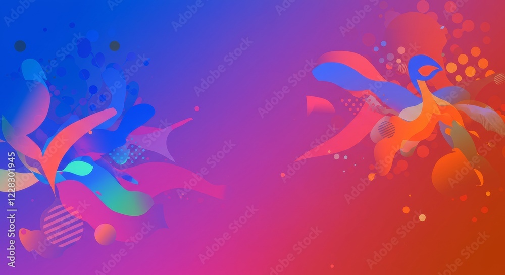 Obraz premium Abstract Colorful Shapes: Dynamic interplay of vibrant blue, red, and orange abstract shapes, creating a modern and energetic visual composition.