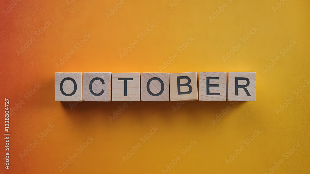 October Month Word Wood Block Letters October Month Word Wood Block Letters