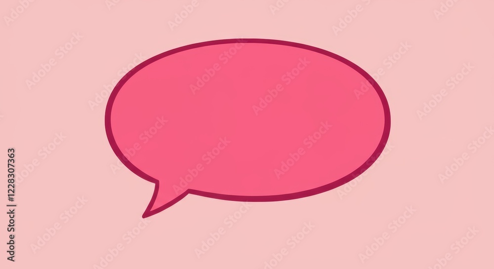 Minimalist red speech bubble on pink background for communication concept Minimalist red speech bubble on pink background for communication concept