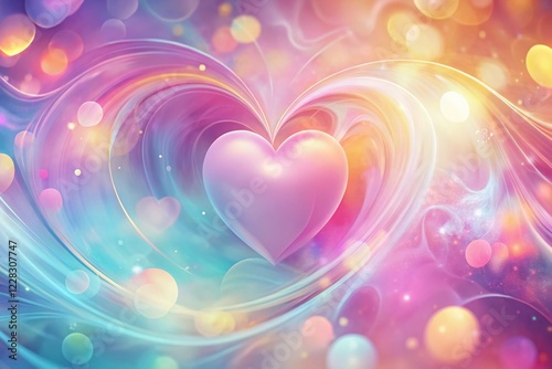 Pastel Valentine's Day Abstract Background: Soft Romantic Hearts & Swirls