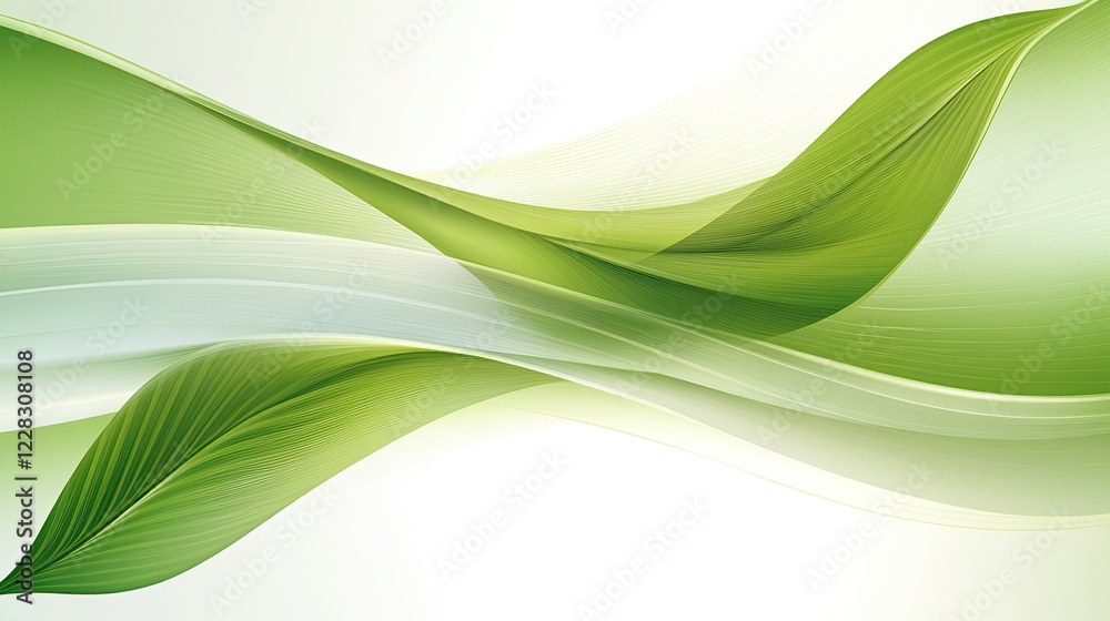 Elegant Green Wave Background with Soft Curves and Leaf Patterns Ideal for Eco-Friendly Designs and Concepts Elegant Green Wave Background with Soft Curves and Leaf Patterns Ideal for Eco-Friendly Designs and Concepts