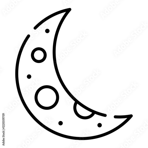 Crescent moon black line icon