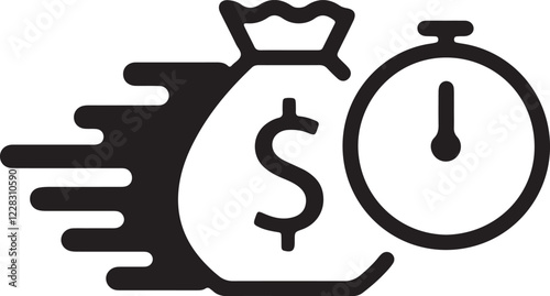 The illustration of a money bag being chased by time quickly