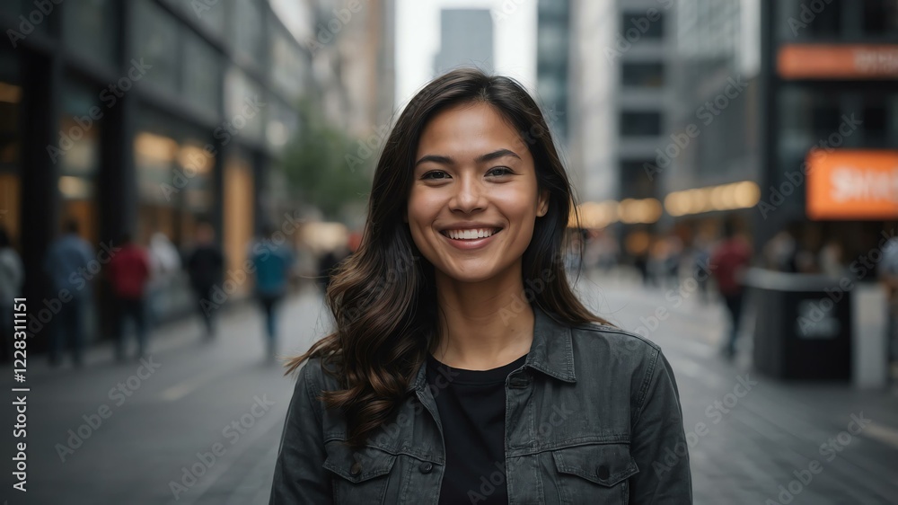 female software developer on busy urban street background female software developer on busy urban street background